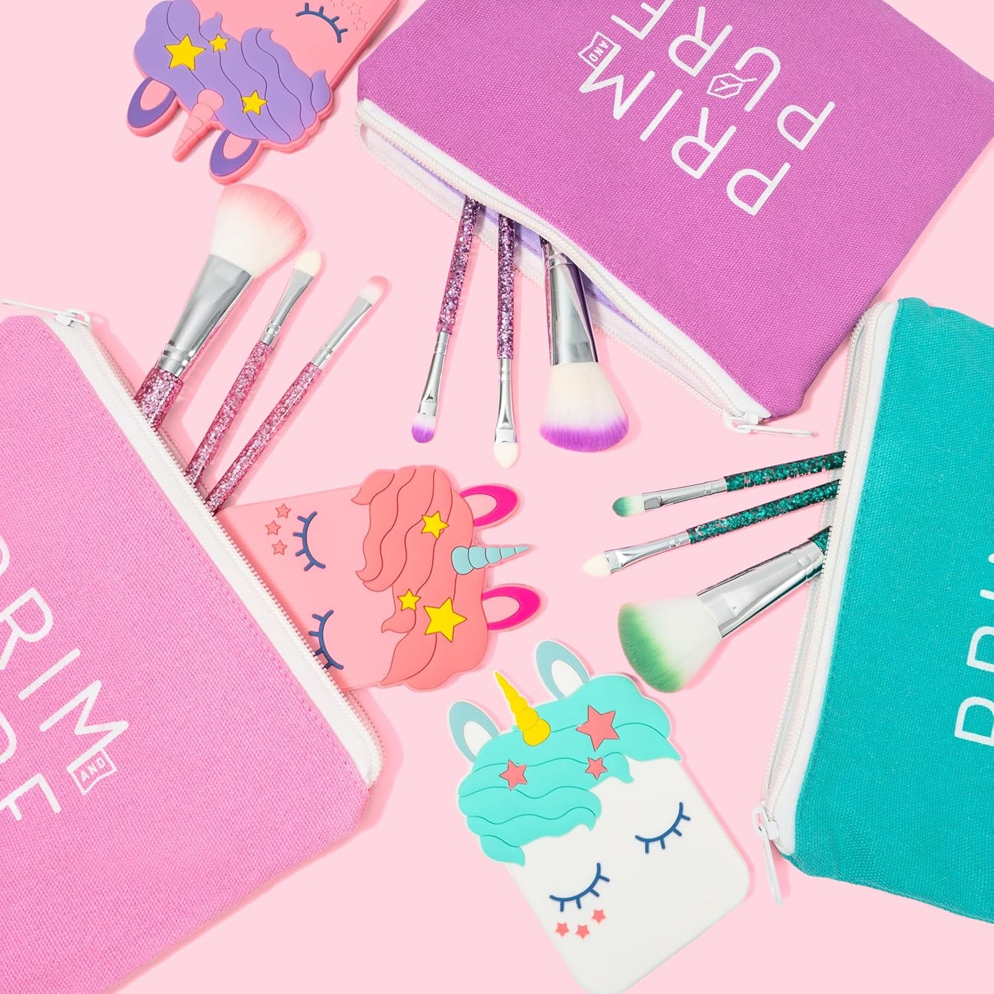 Mineral Gift Set with Unicorn Mirror| Perfect for Play Dates & Birthday Parties | Kids Eyeshadow Makeup – Mineral | Organic & Natural Makeup Kit for Kids| Made in USA (Purple)