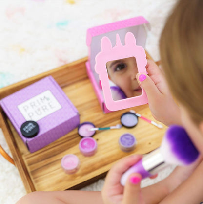 Mineral Gift Set with Unicorn Mirror| Perfect for Play Dates & Birthday Parties | Kids Eyeshadow Makeup – Mineral | Organic & Natural Makeup Kit for Kids| Made in USA (Purple)